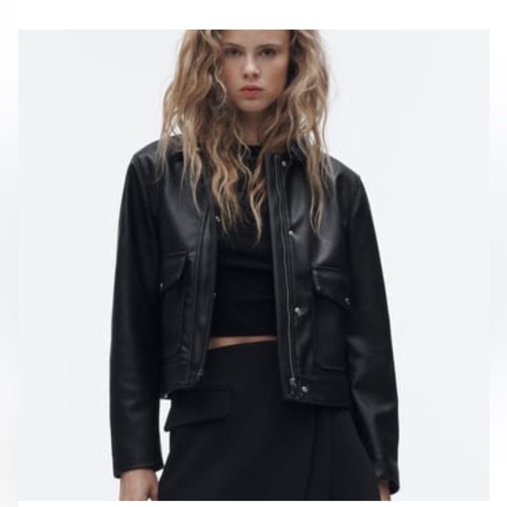 ZARA Faux Leather crop jacket